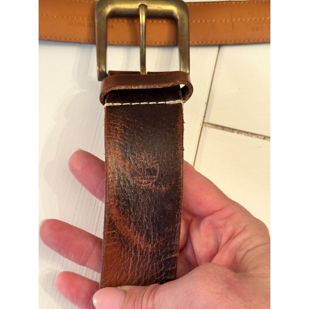 Chaps & Timberland Men's Leather Belt Bundle Brown 41" Distressed Classic Casual - Picture 7 of 7